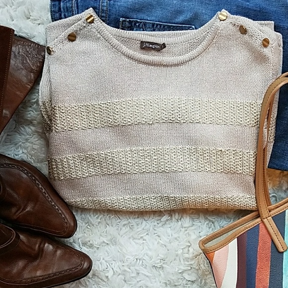 J. McLaughlin Sweaters - NWOT! Gold Metallic Striped Cotton Sweater